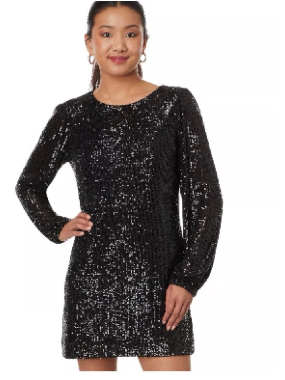 Lilly Pulitzer Sequin Romper Dress Size 12 Black Long Sleeve